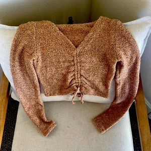 Sweater material, long sleeve crop top